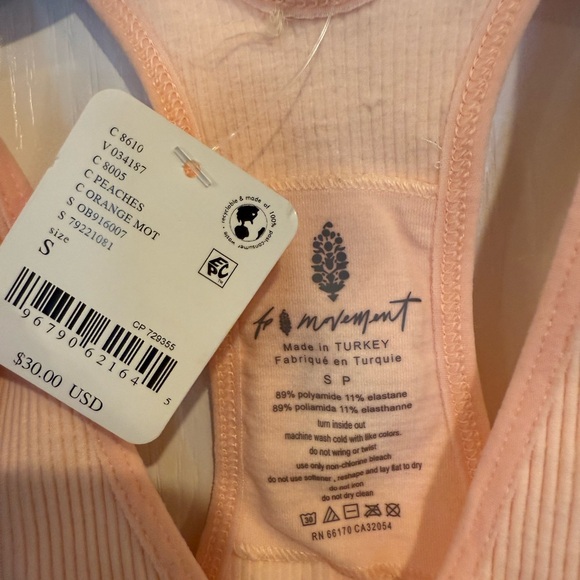 Free People Women's Fp Movement peach Free Throw Crop Tank top small new w tags - Picture 3 of 5